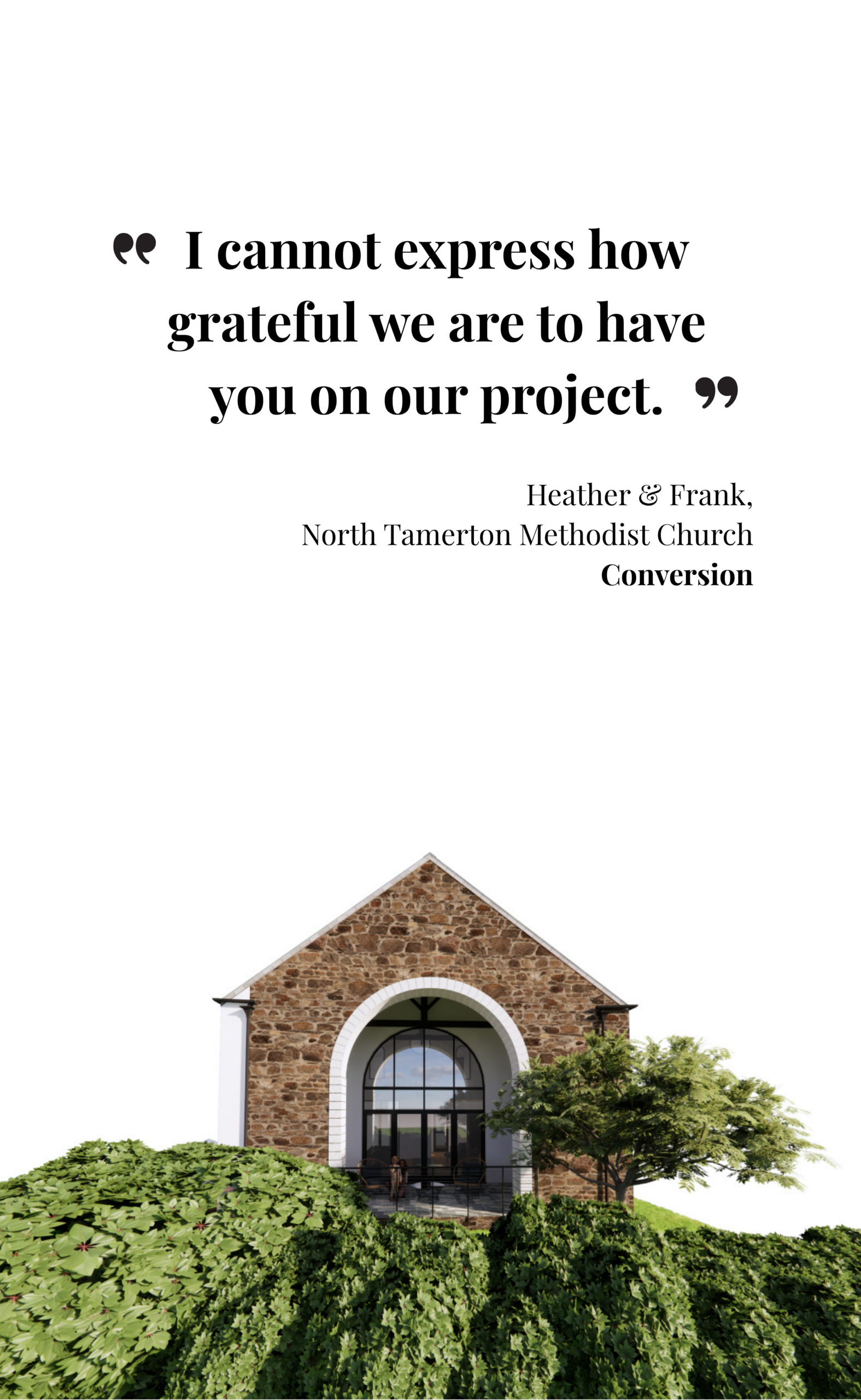 architect 3d image church conversion with greenery to the front